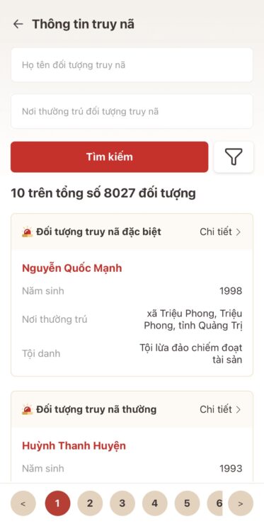 Hướng dẫn tra cứu danh sách đối tượng bị truy nã trên VNeID 21 24f89a9eda43501d09523
